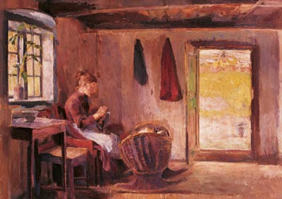 Mor og barn. Motiv fra Skotta i B&aelig;rum. Harriet Backer, uten tittel, 1887. Foto &copy; O. V&aelig;ring Eftf. AS