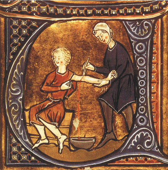 Figur 1  &Aring;relating. Illustrasjon fra middelalderen. British Library, London