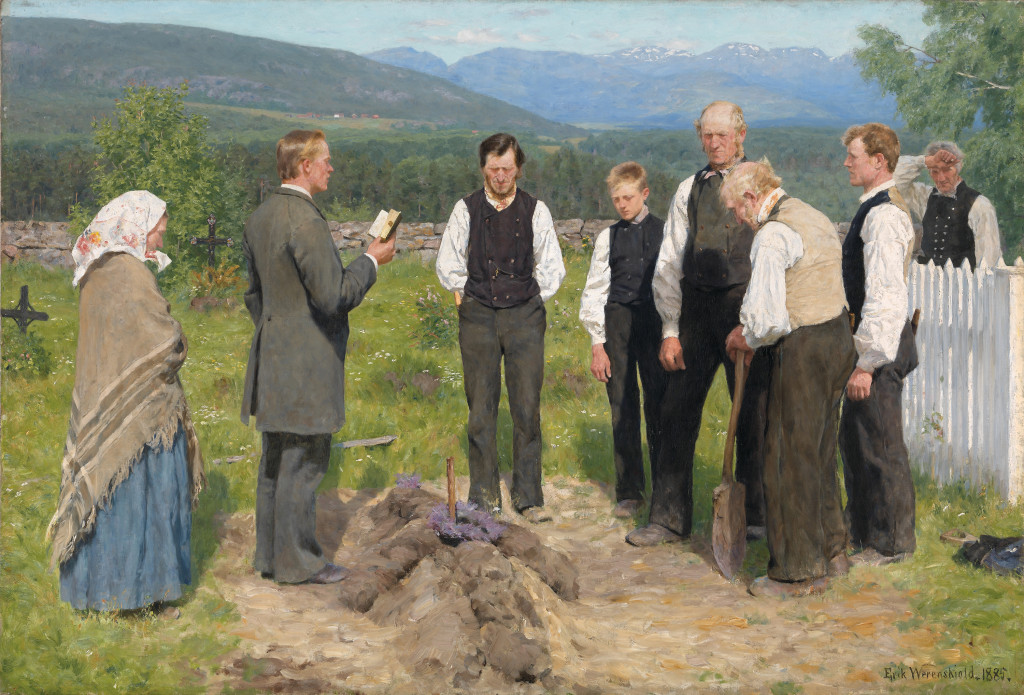En p&aring;minning av viktigheten av ritualer i sorgarbeidet. &laquo;En bondebegravelse&raquo; av Erik Werenskiold fra 1885. Foto: B&oslash;rre&hellip;