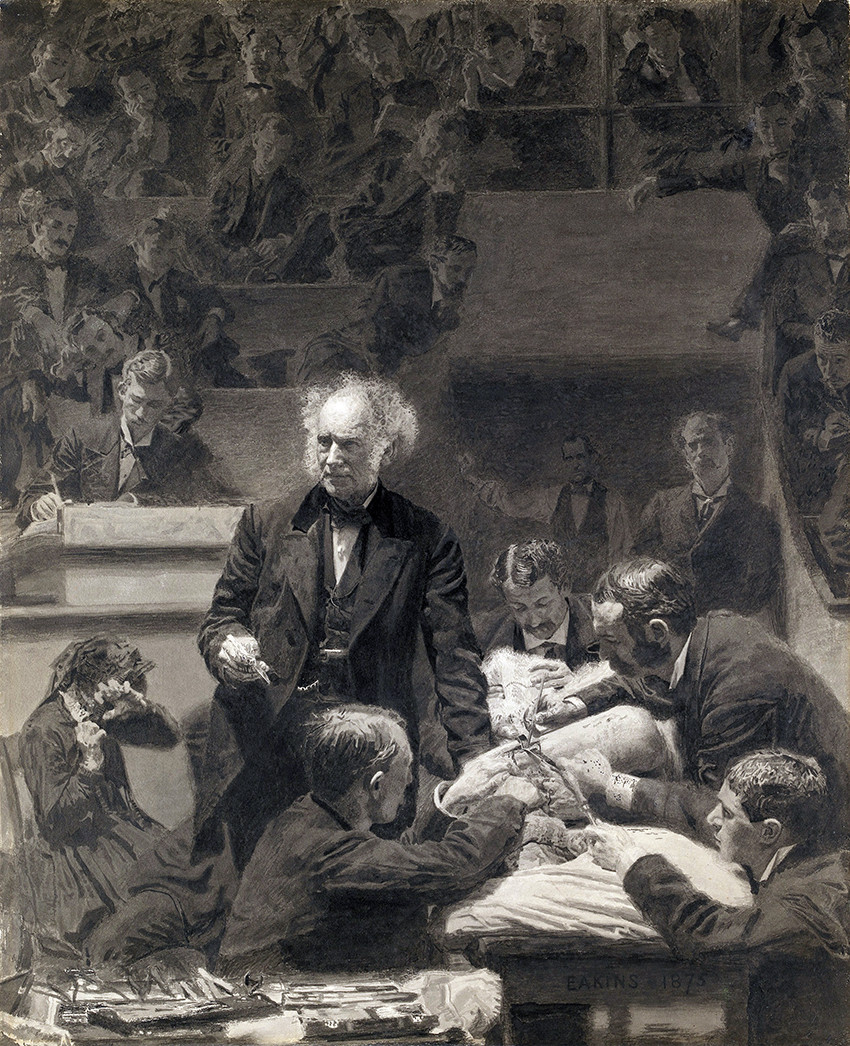 &laquo;The Gross Clinic&raquo; av Thomas Eakins fra 1875 viser kirurgen Samuel D. Gross som underviser ved Jefferson Medical College i&hellip;